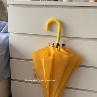 小鸡黄太可了~自制男女恋爱韩剧同款纯色长柄雨伞ins情侣手柄同色