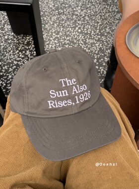 Sunday正版~韩国棉100%字母刺绣鸭舌帽子 灰色百搭男女休闲棒球帽