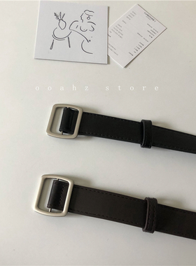 ooahz 新款方扣皮带黑色现货简约百搭时尚chic柔软小腰带牛仔裤带