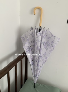 《紫藤萝》ooahz定制~适合拍照木柄直杆伞 温婉气质碎花长柄雨伞