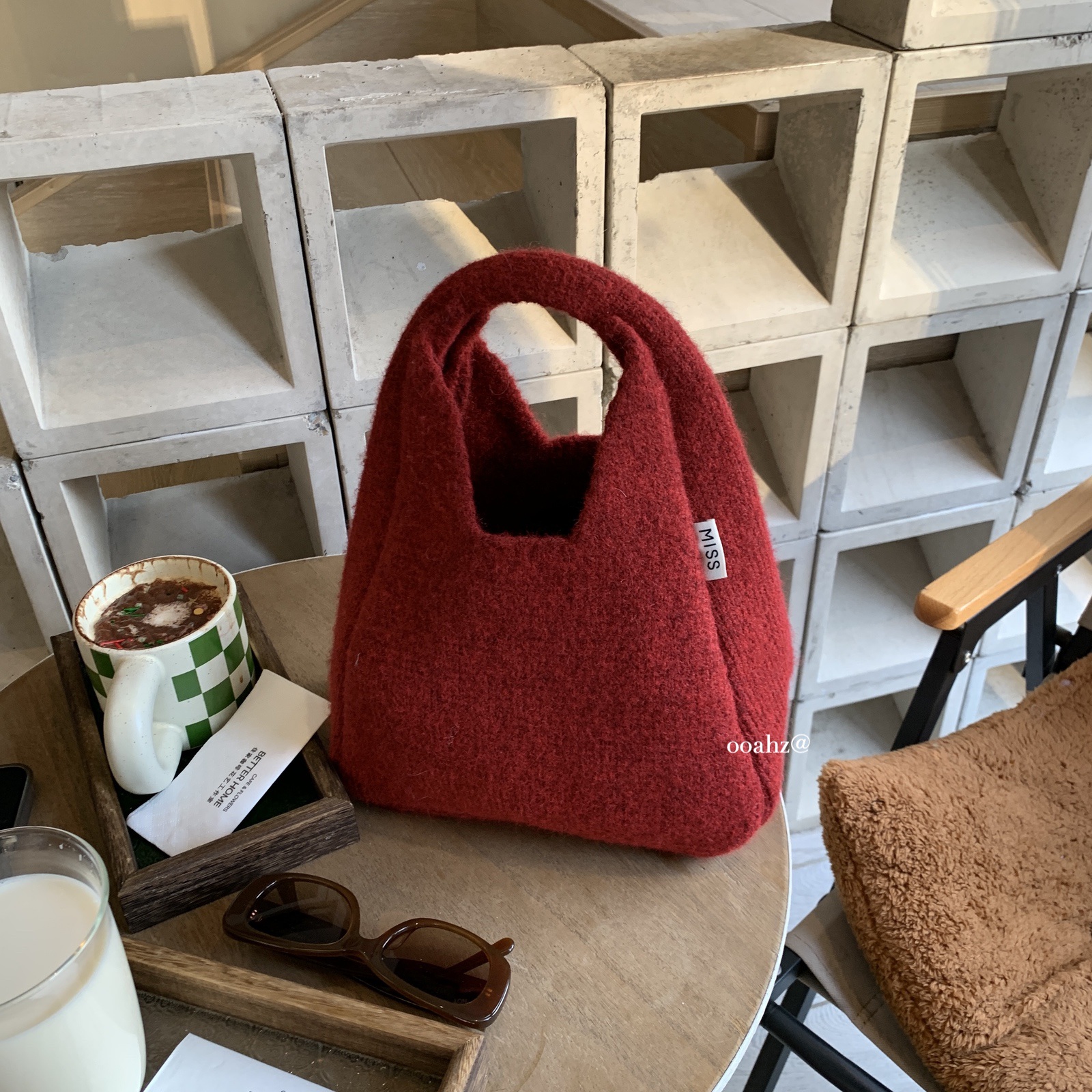 羊毛针织韩国手拎包ldquo复古