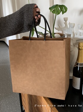 适配度top！重工皮革托特~ooahz自制大容量磨砂ins上课通勤手提包