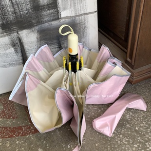 柏林季刊~奶油风花边全自动遮阳伞 加厚情侣圆角彩胶太阳伞