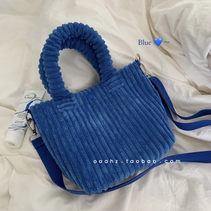 灯芯绒小棉包~百搭秋冬韩国单肩斜挎手提托特包毛绒可爱小众包包