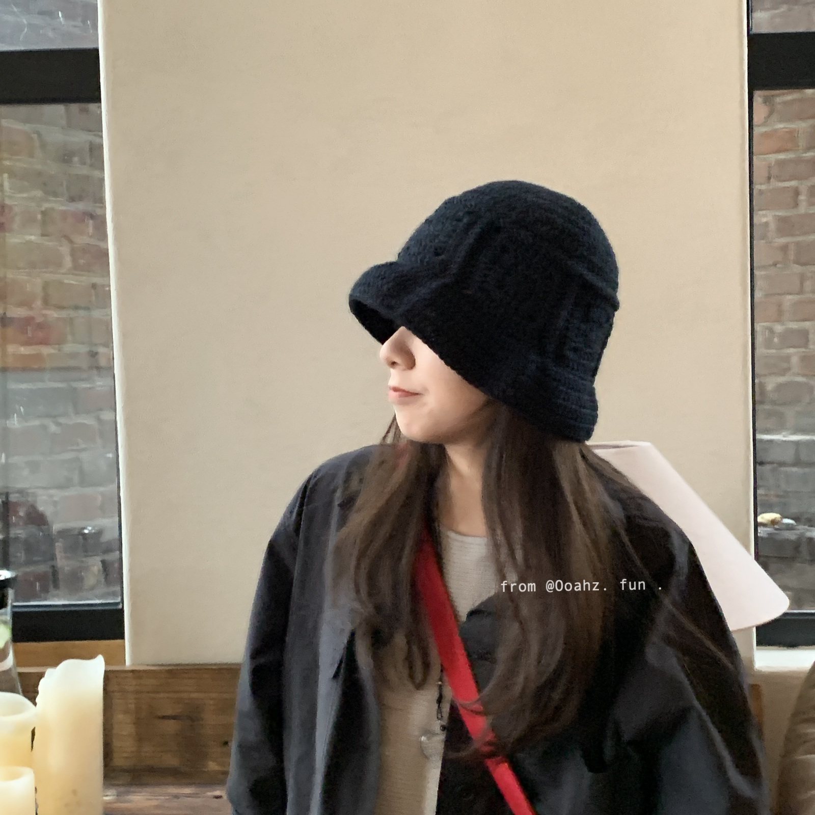 汉南街巷 韩国小众镂空针织毛线渔夫帽 秋冬保暖加厚男女款盆帽子