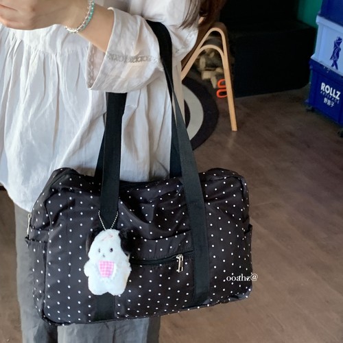 短途外出~便携式大容量波点旅行包 手提运动收纳健身包尼龙行李包