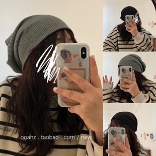 韩系BF|堆堆帽 情侣款慵懒造型感简约套头帽子 显脸小薄款男女帽
