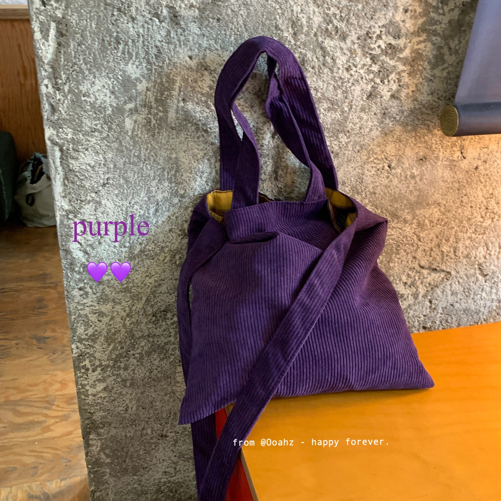 喜欢这样紫~春夏绛紫色灯芯绒手提斜挎包 简约百搭双面可用单肩包