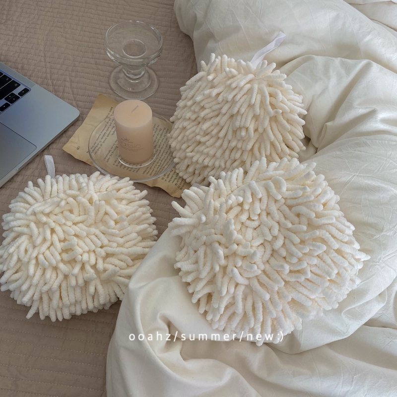 软fu毛毛球~居家好物雪尼尔长毛擦手球 吸水柔软可挂式擦手巾ins