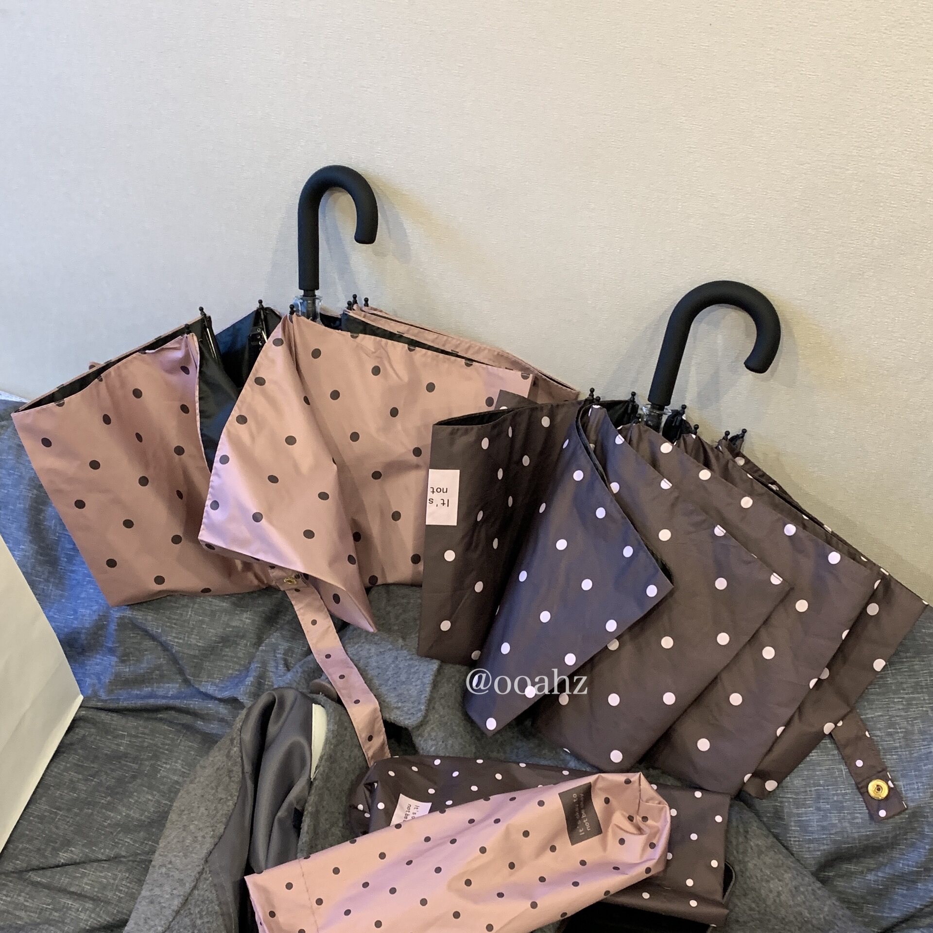 "ok定律！"日系粉咖波点小弯钩伞 便携防雨高防晒晴雨伞ins太阳伞