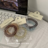 透感调色～显发量高级感电话线发圈 橡皮筋扎头发绑马尾 头绳套装