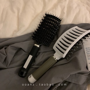 大弯梳!蓬松秘籍~猪鬃毛美发梳子卷发造型梳顺发弧形九排骨梳