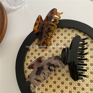 ooahz法式 百搭豹纹醋酸抓夹几何镂空玳瑁发夹少后脑勺夹 复古发抓
