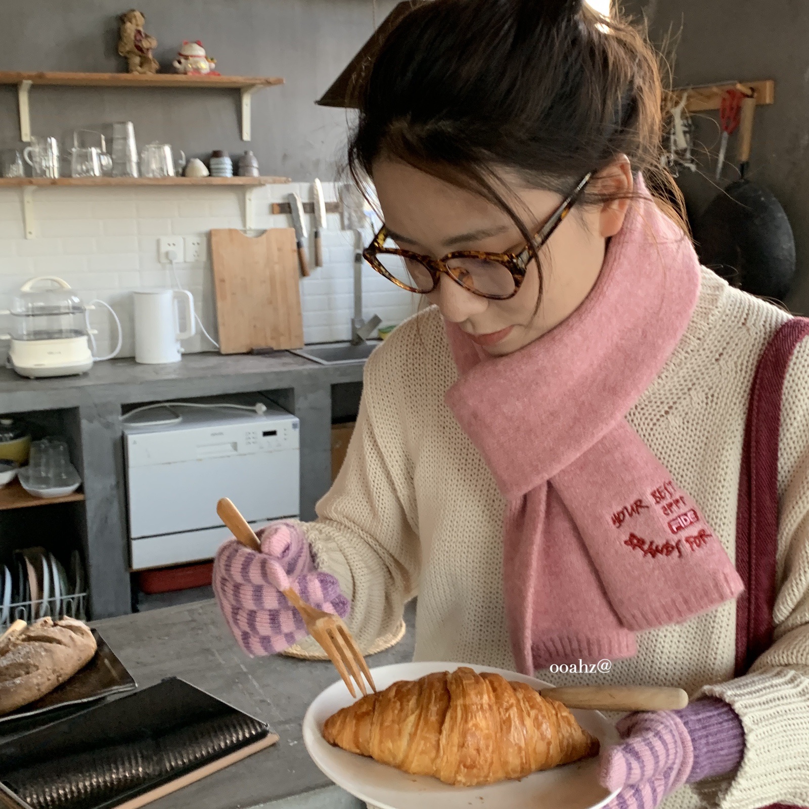 韩系羊绒针织围巾秋冬保暖