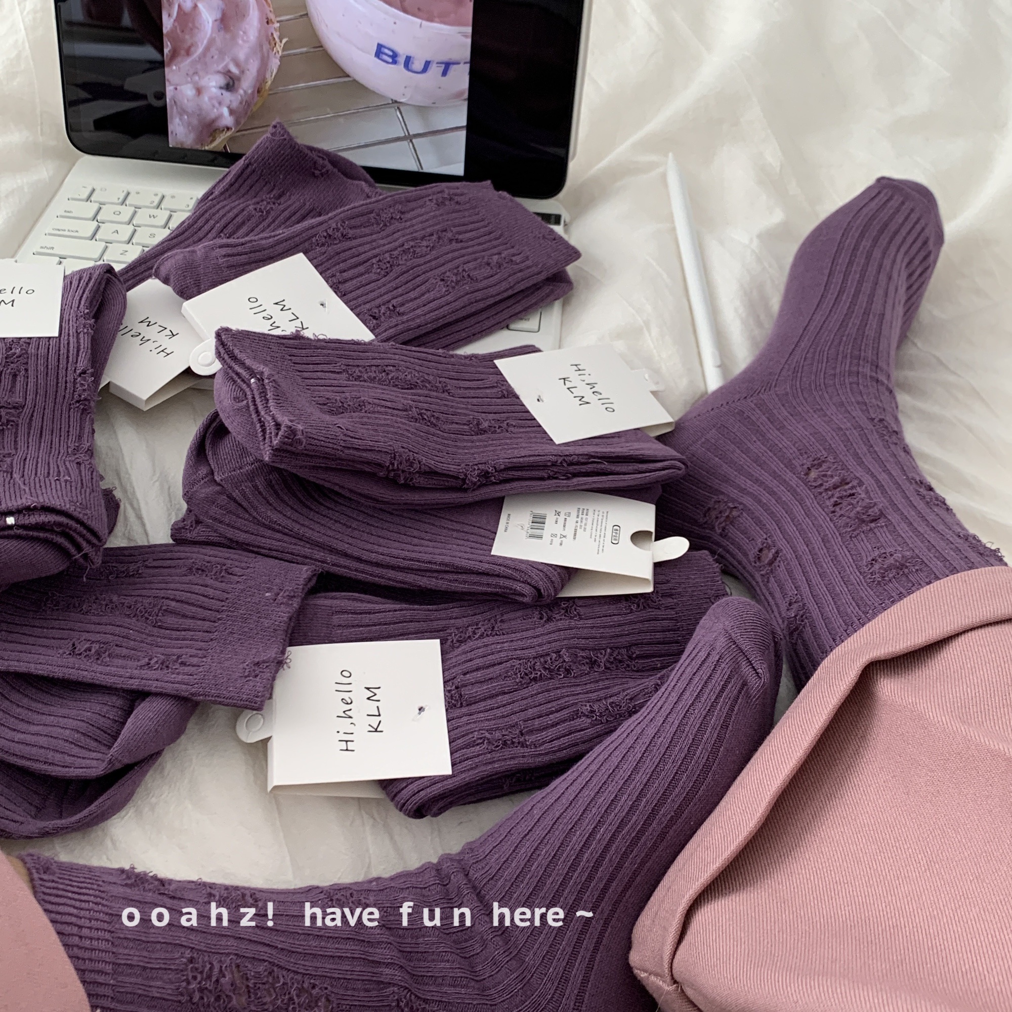 乞丐文学～设计感百搭破洞袜子洞洞袜双针乞丐袜女士中筒袜堆堆袜