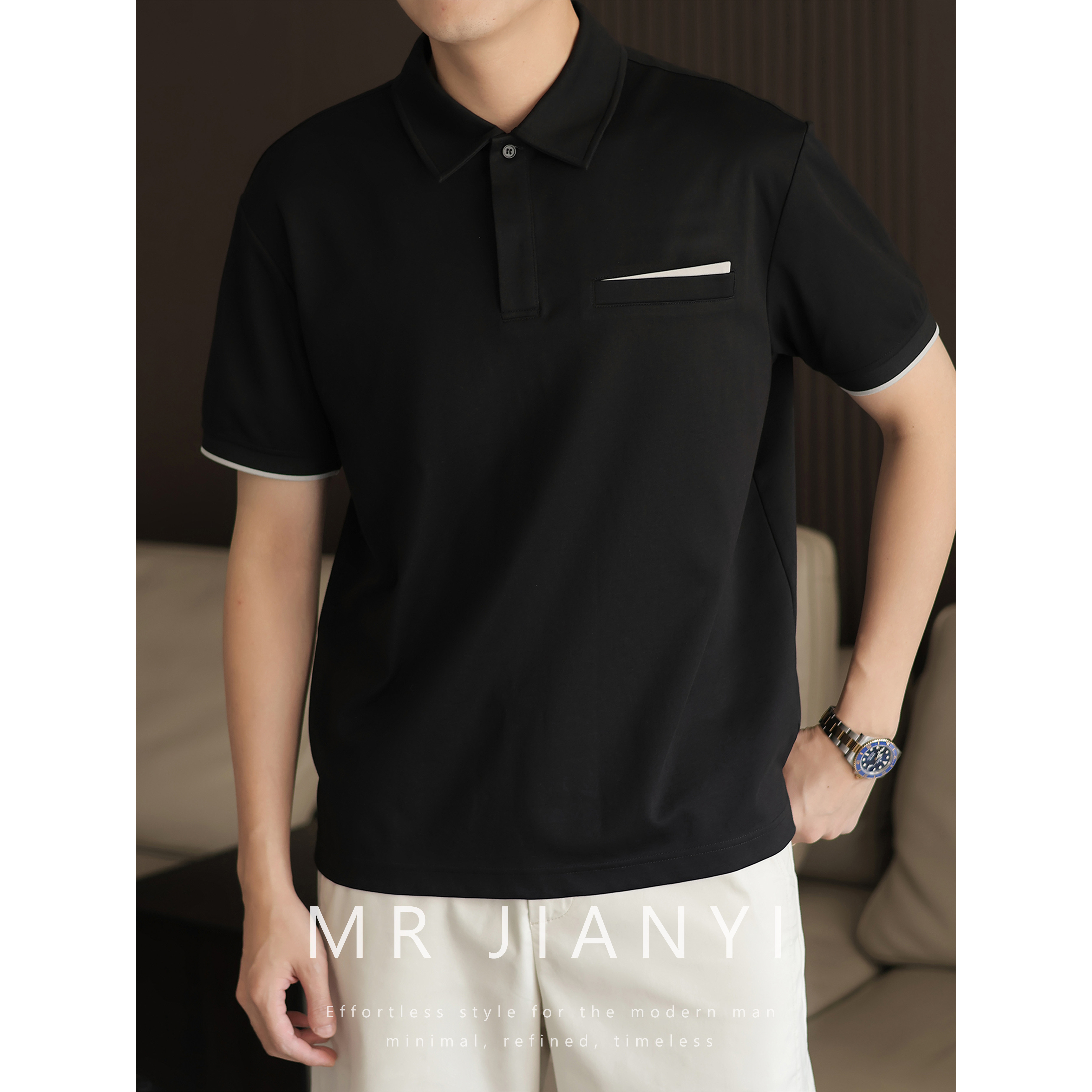 MR JIANYI夏季绅装假口Polo衫
