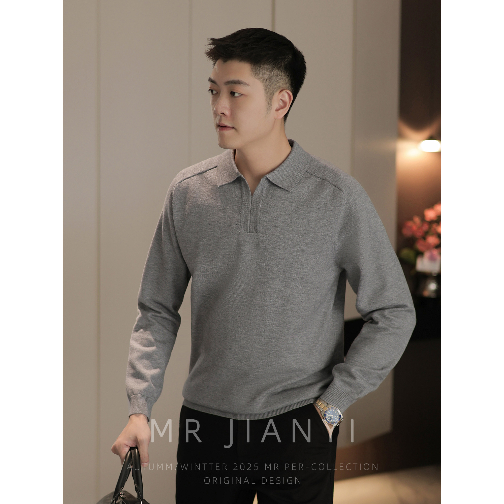 MR JIANYI  秋季【海鸥领衔 雅奢叙事】针织POLO衫精纺长袖毛衣男,男装,针织衫/毛衣,淘宝优惠券,粉丝福利购,淘宝优惠卷