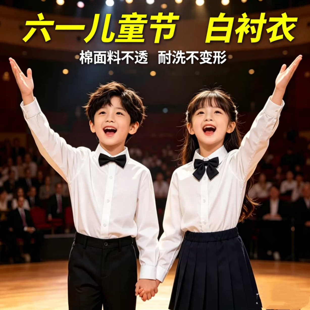 六一儿童节白衬衣男童小学生校服毕业照套装合唱演出服女童白衬衫