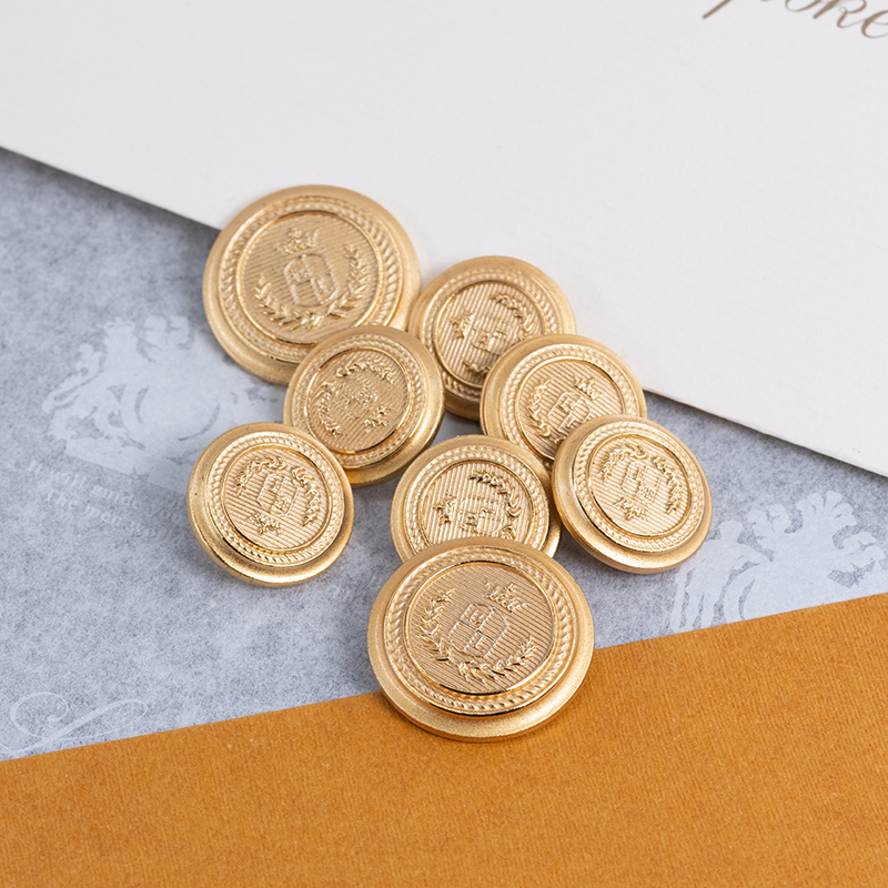 莱可高定纽扣英伦皇冠麦穗铜扣