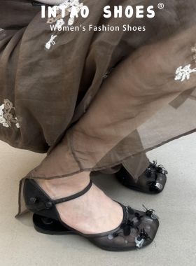 黑色网纱包头凉鞋女夏外穿配裙子2026新款绝美一字带玛丽珍鞋高跟