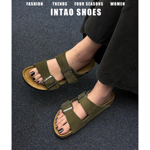 软木厚底勃肯鞋拖鞋女夏季外穿2026新款一脚蹬沙滩鞋露趾博肯凉拖