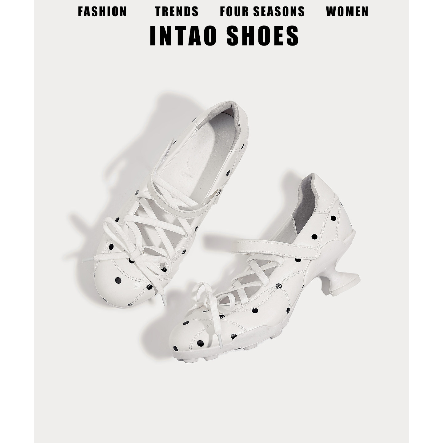 白色巨好看的芭蕾玛丽珍鞋女2026早春新款法式小众波点高跟鞋粗跟