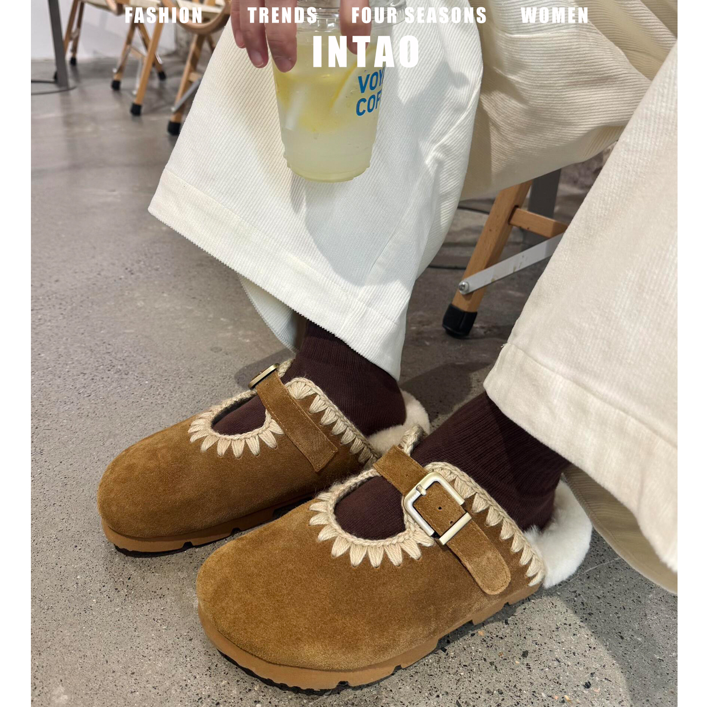 绝美棕色包头毛毛鞋女冬季加绒