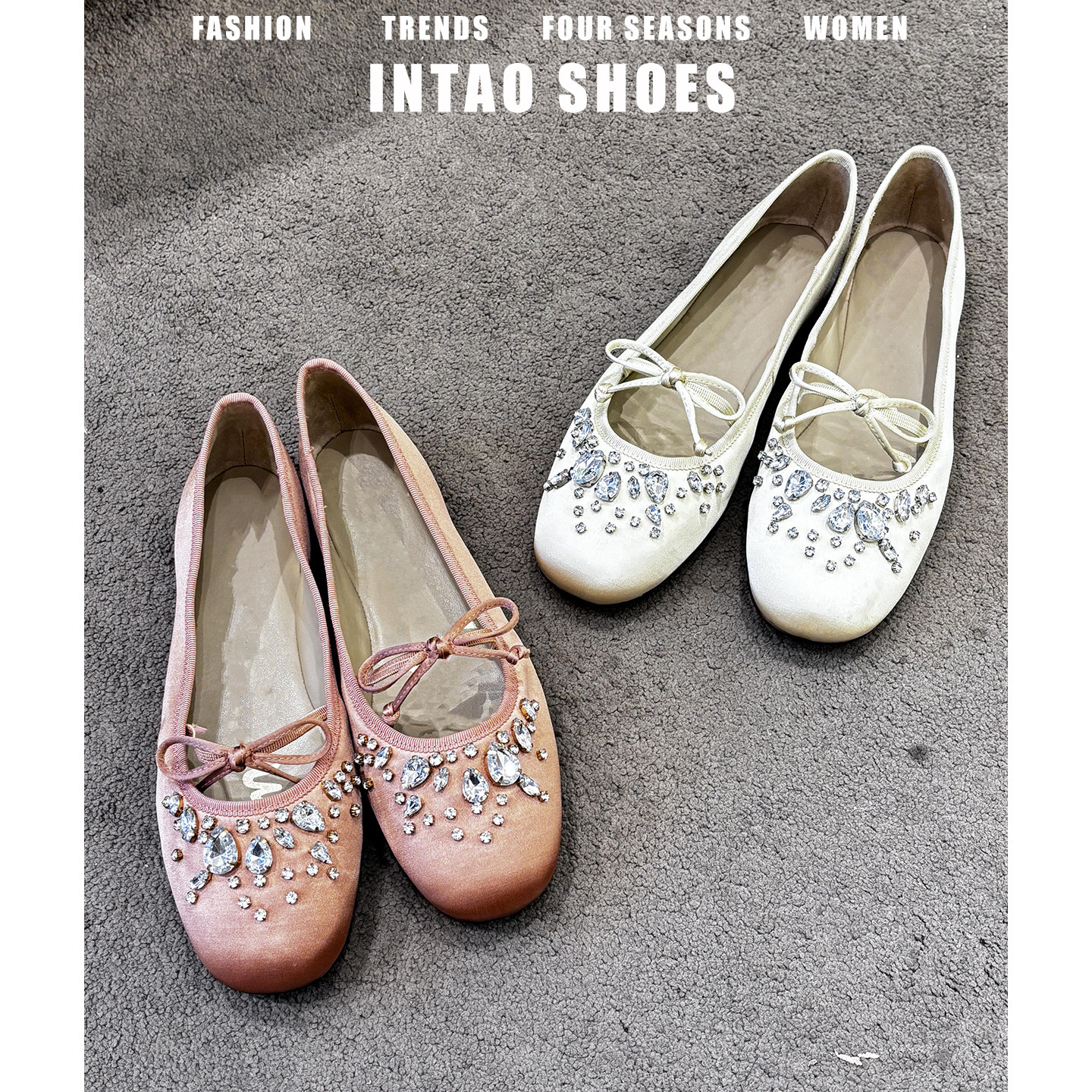 高级感法式水钻蝴蝶结单鞋女2026春季新款一脚蹬平底晚晚风温柔鞋,女鞋,浅口单鞋,淘宝优惠券,粉丝福利购,淘宝优惠卷