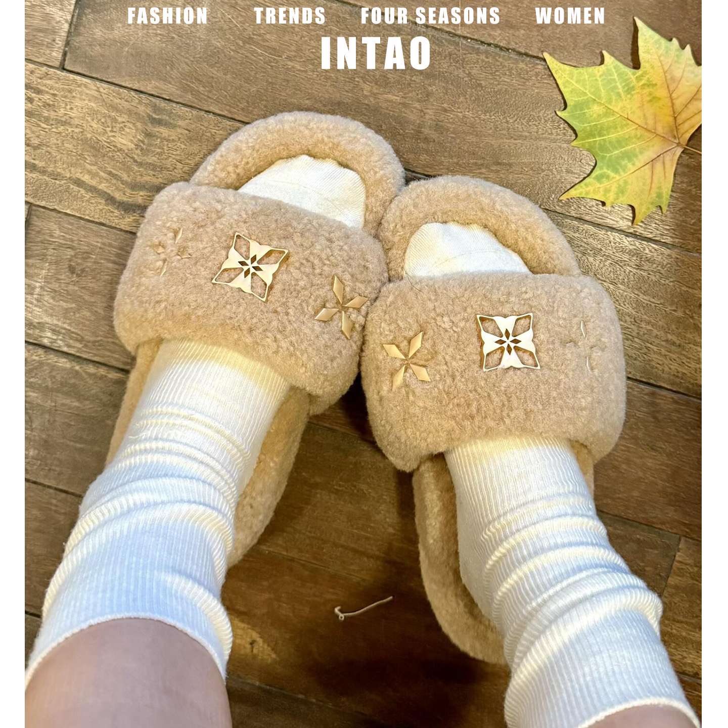 赵露思同款~网红羊羔毛毛拖鞋女
