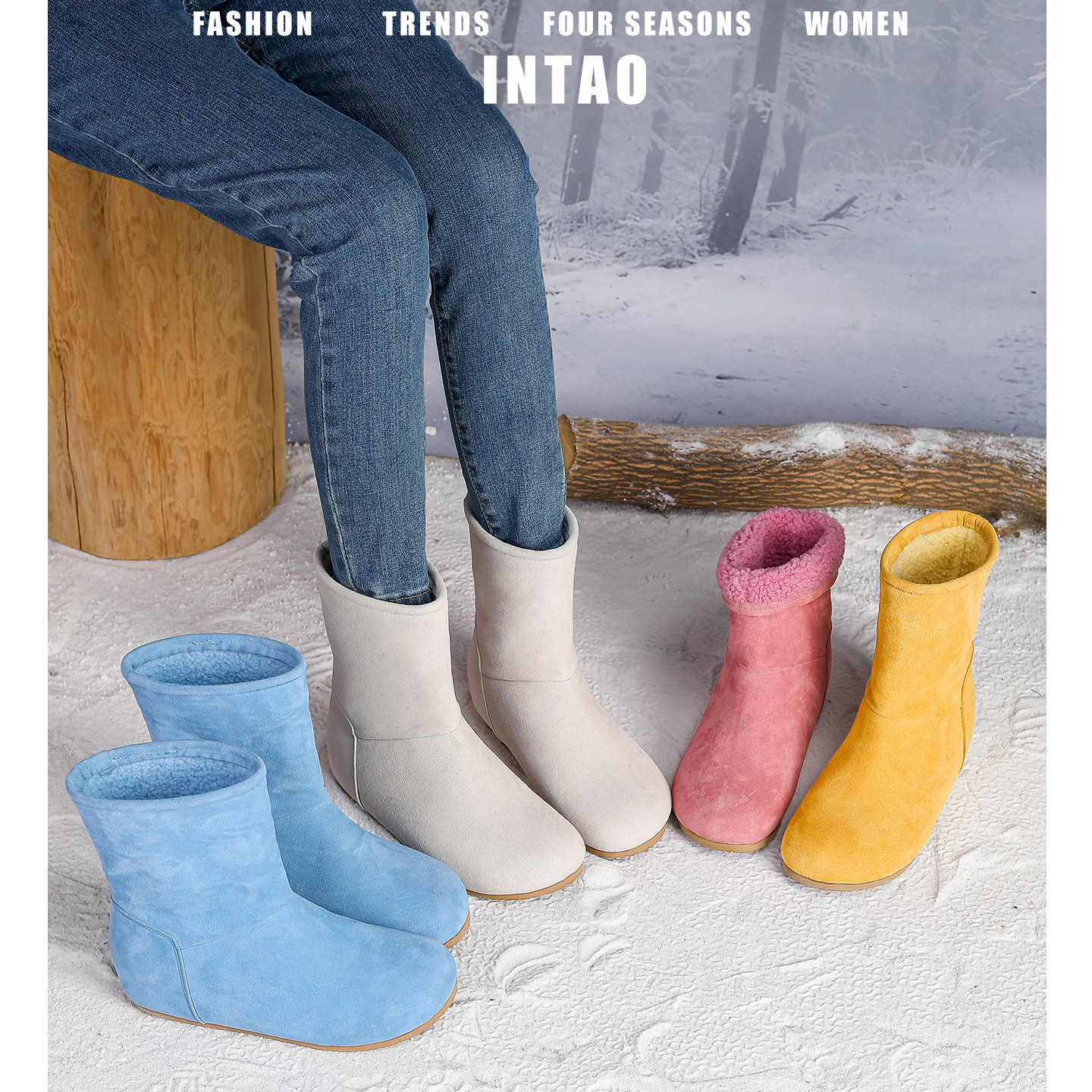 真皮内增高加绒雪地靴女冬2025新款保暖毛毛短靴外穿防滑厚底棉靴,女鞋,时尚雪地靴,淘宝优惠券,粉丝福利购,淘宝优惠卷
