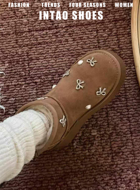 牛皮版~巨好看的厚底雪地靴女冬外穿2025新款加绒保暖棉靴短筒靴