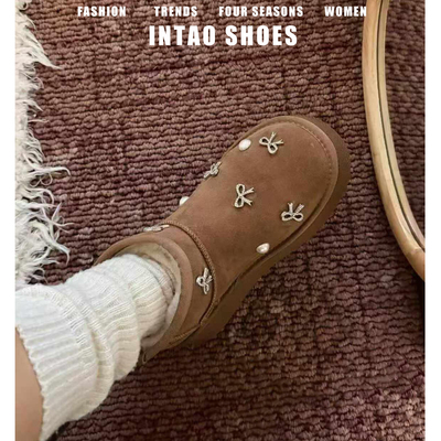 牛皮版~巨好看的厚底雪地靴女