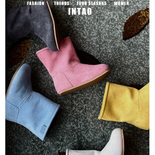 巨好看小土豆短筒雪地靴女冬加绒加厚底勃肯靴内增高保暖毛毛棉鞋