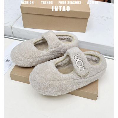 巨好看的白色玛丽珍毛毛鞋女