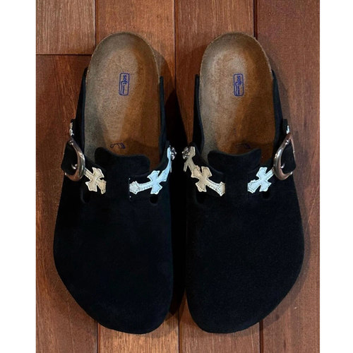 牛皮版黑色勃肯鞋男女同款厚底