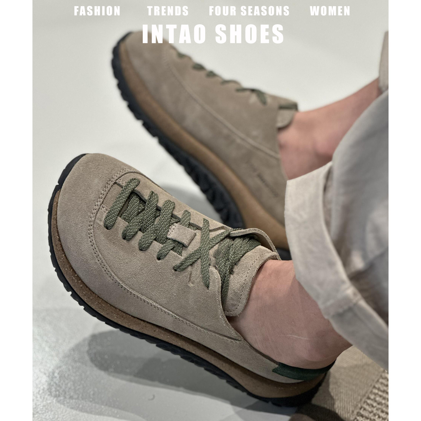 牛皮版~情侣同款内增高厚底勃肯鞋2026新款大码系带包头博肯半拖