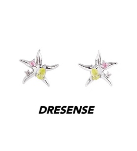 彩色锆石海星耳钉女小众气质设计耳饰 DRESENSE 海洋系列