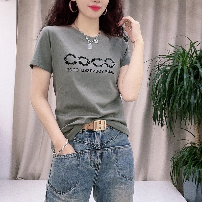 短袖韩版薄款印花纯棉女不起球