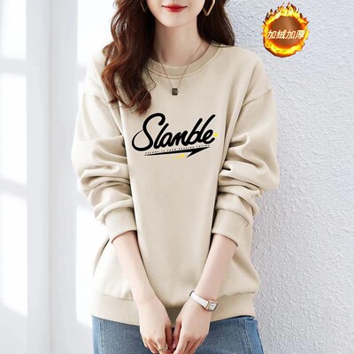 纯棉加绒加厚宽松时尚爆款卫衣女