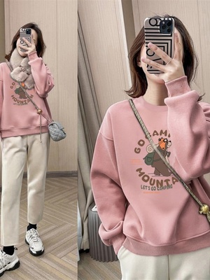 高端大牌宽松纯棉韩版印花卫衣女