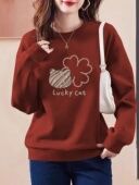 清仓捡漏 纯棉圆领套头卫衣外套加绒加厚宽松百搭上衣潮 大牌女装