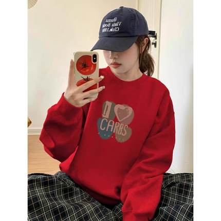 山东即墨纯棉卫衣女秋冬季慵懒风保暖加绒加厚内搭打底衫时尚体恤