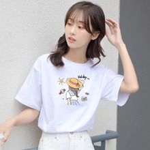 白色纯棉圆领短袖t恤女2025夏季新款正肩设计感小众学生半袖上衣
