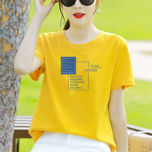 即墨品牌正品小众设计感短袖t恤女夏季小个子时尚纯棉宽松上衣潮