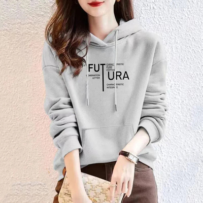 官方正品超好看宽松时尚印花连帽