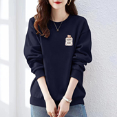 大牌专柜即墨纯棉卫衣女加绒加厚宽松无帽上衣休闲百搭秋冬季 外套