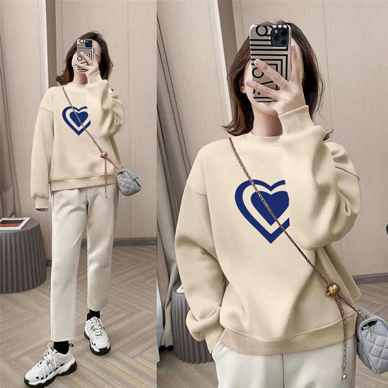 高端大牌宽松纯棉韩版印花卫衣女