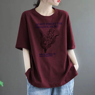 清仓外贸~品牌设计感小众T恤短袖宽松纯棉短款体恤别致女士上衣潮