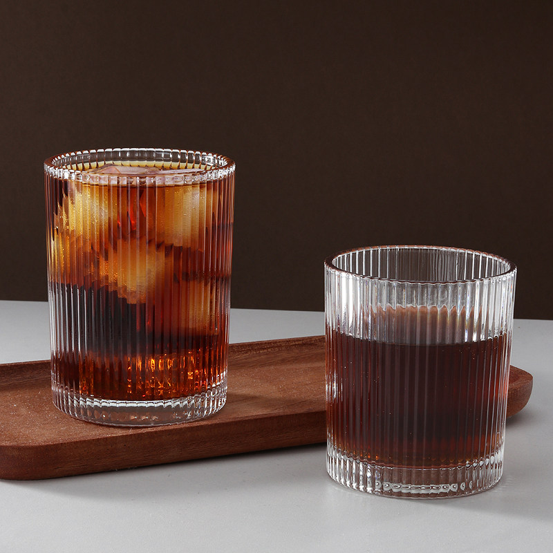 玻璃咖啡杯简约竖纹玻璃杯