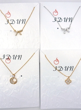 日本原单项链铜制镶嵌锆石蝴蝶结